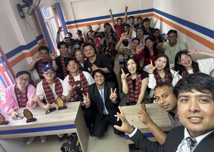 students and mentors of fuji academy gathering for a photograph