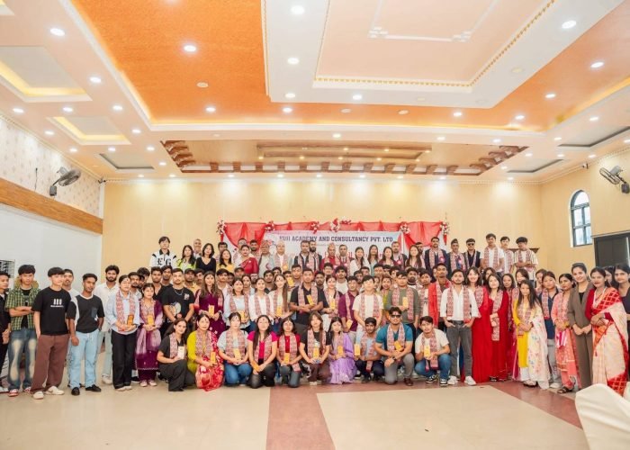 members of fuji academy gathering for a group photograph
