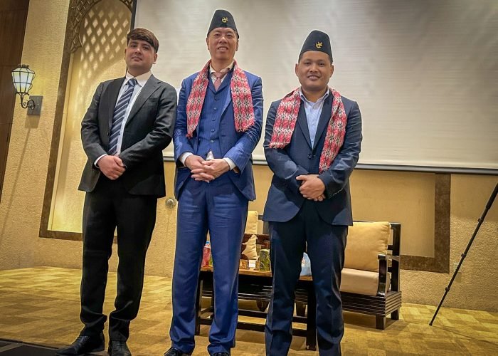 3 stakeholders of fuji academy gathering for a photograph